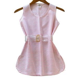 Vintage Striped Sleeveless Tunic Top